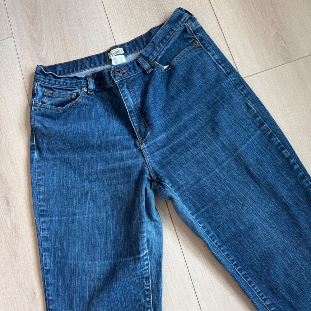 L.L.Bean Women's‎ Blue Denim Jeans Straight Leg Cotton Blend Casual Size 12 Reg